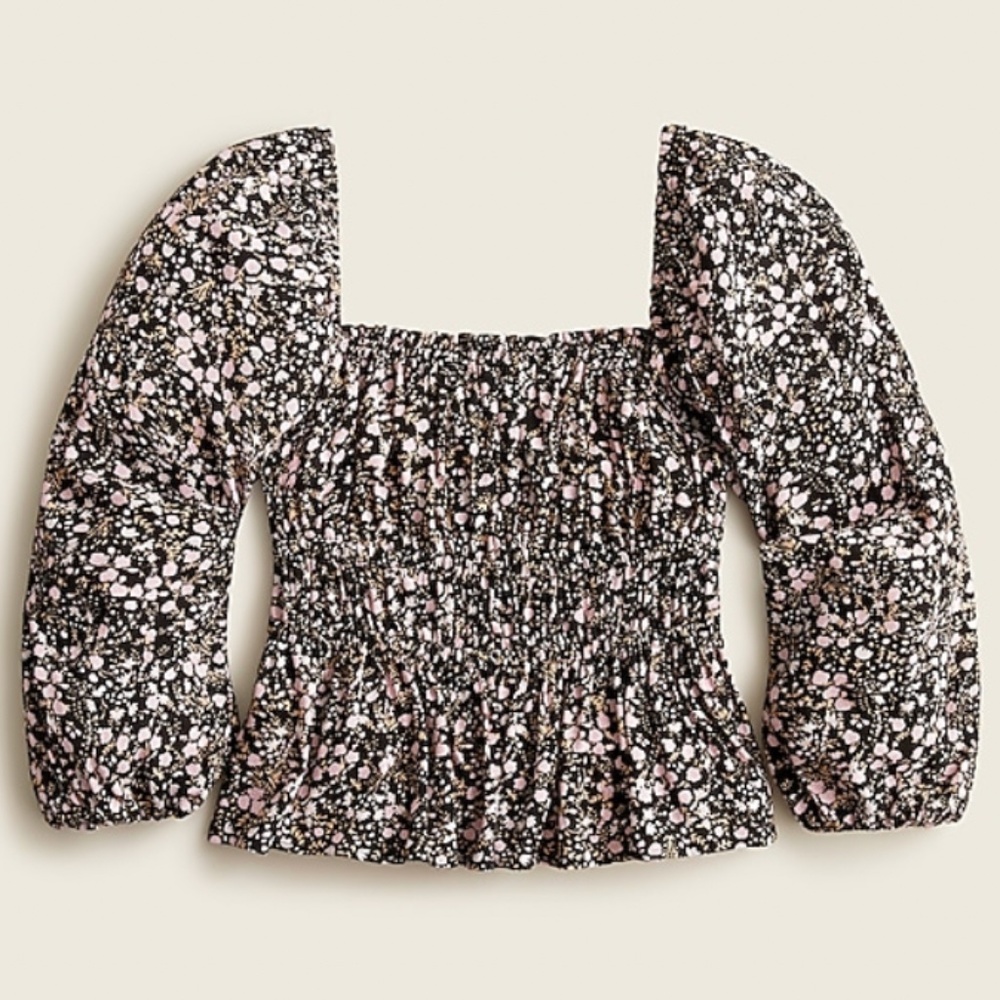 J. Crew Puff-Sleeve Drapey Crepe Top XXL
